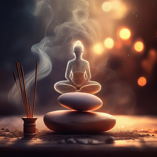 incense burning wellness statue