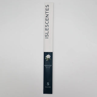 ISLESCENTES Bloom and Chill Gardenia Incense Stick  product packaging on a light gray background