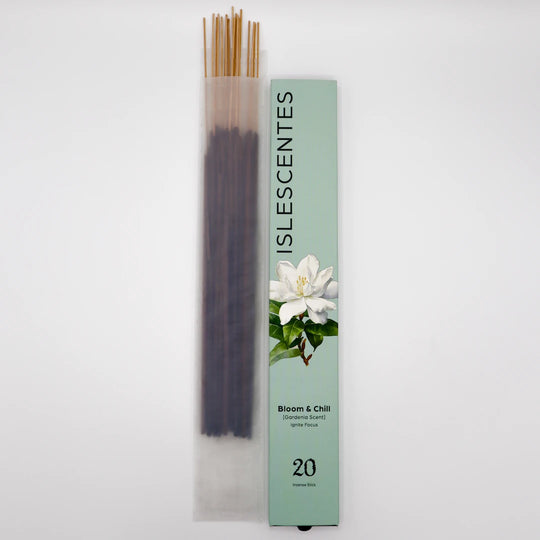 Bloom and Chill Gardenia Incense Stick White Front with Incense Islescentes
