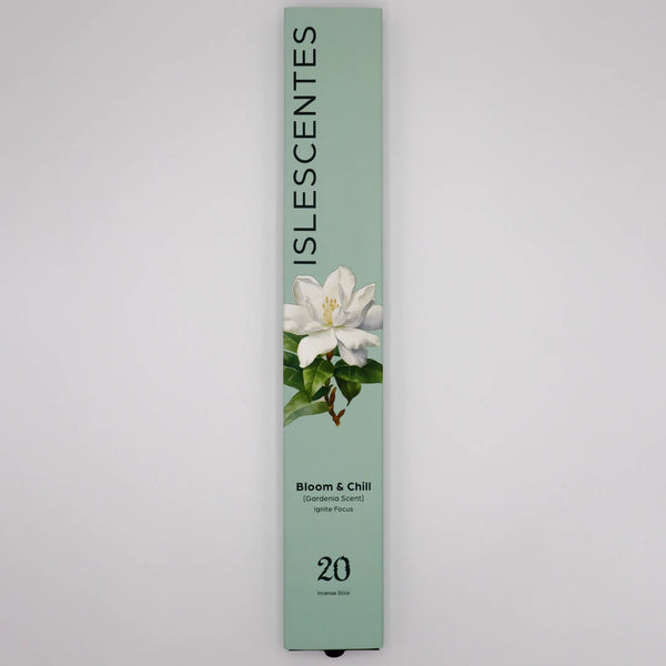 Bloom and Chill Gardenia Incense Stick White Front Islescentes