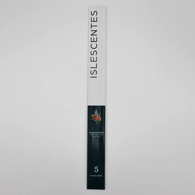 ISLESCENTES Botanical Bliss 1000 Flowers Incense Stick product packaging on a light gray background