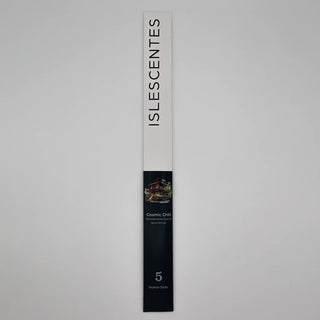 ISLESCENTES Cosmic Chill Sandalwood Incense Stick product packaging on a gray background