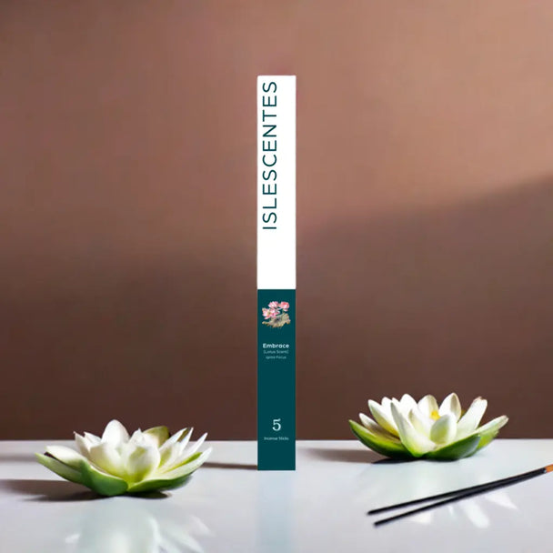 Embrace Lotus Starter Pack Front Long-lasting natural incense stick with tropical island fragrance by Islescentes