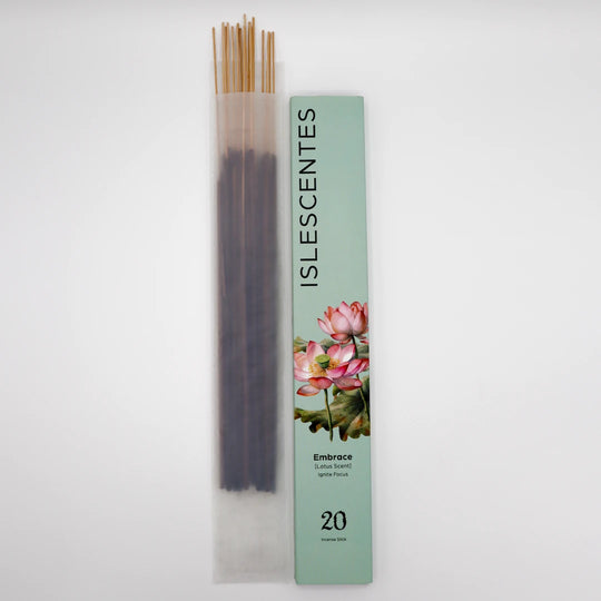 Embrace Lotus Incense Stick White Front with Incense Islescentes