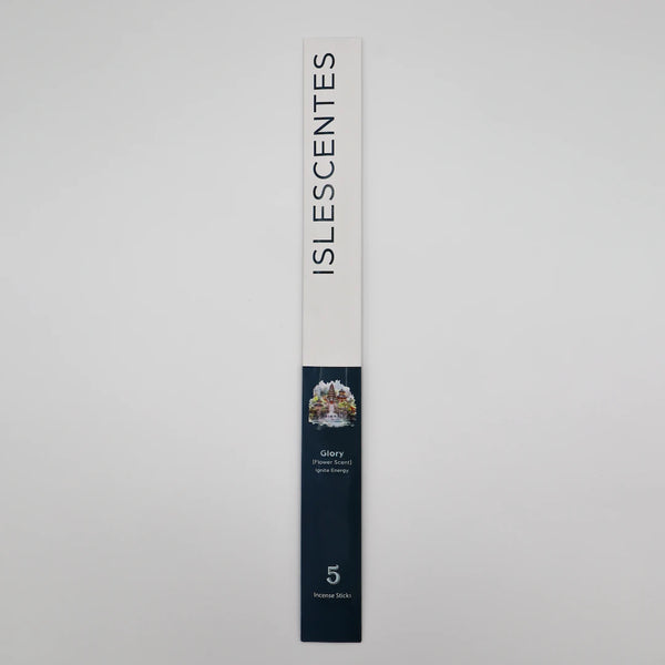 ISLESCENTES Glory Flower Incense Stick product packaging on a light gray background