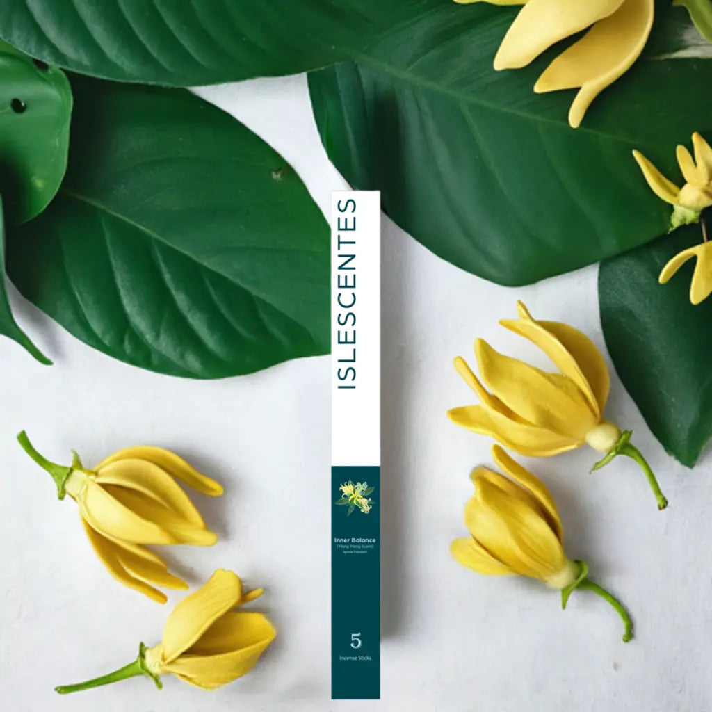 Inner Balance Ylang Ylang Starter Pack Front Long-lasting natural incense stick with tropical island fragrance by Islescentes