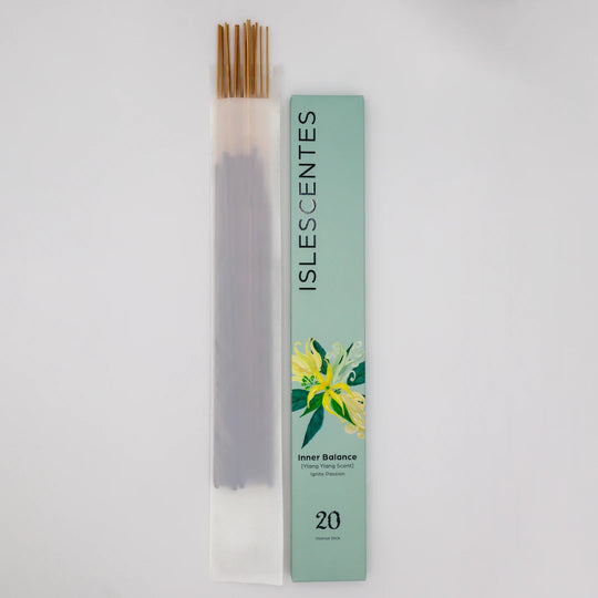 Inner Balance Ylang Ylang Incense Stick White Front with Incense Islescentes