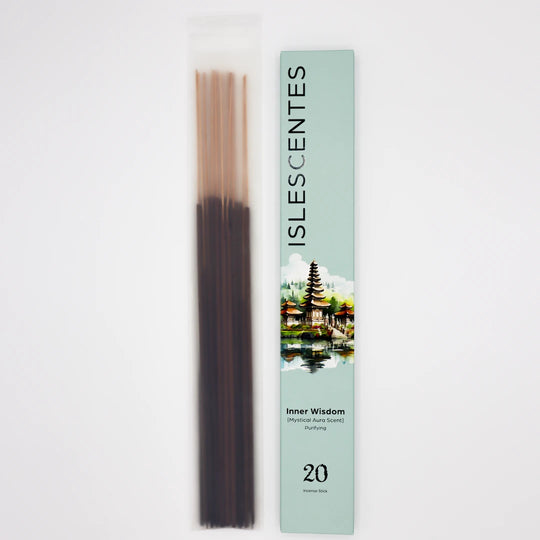 Inner Wisdom Mystical Aura Incense Stick White Front with Incense Islescentes
