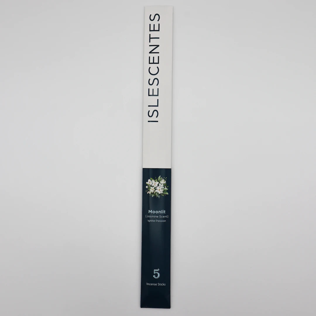 ISLESCENTES Moonlit Jasmine Incense Stick product packaging on a light gray background