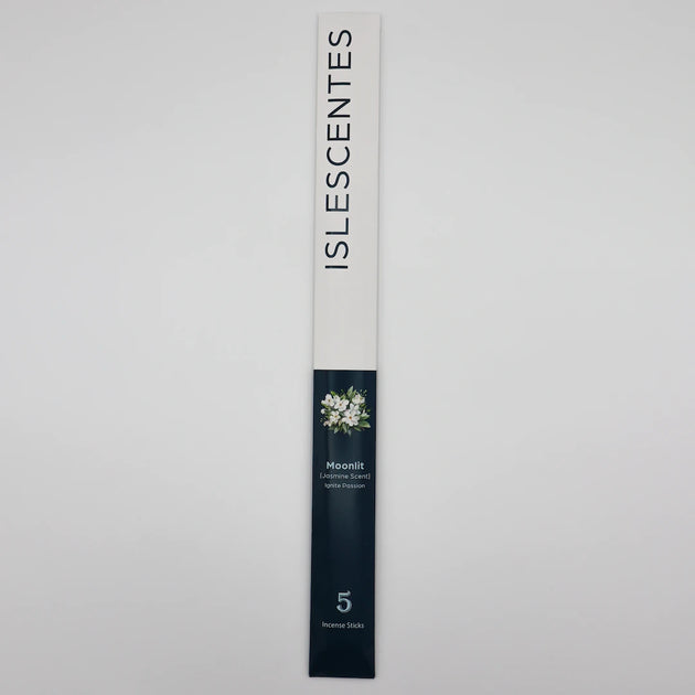 ISLESCENTES Moonlit Jasmine Incense Stick product packaging on a light gray background