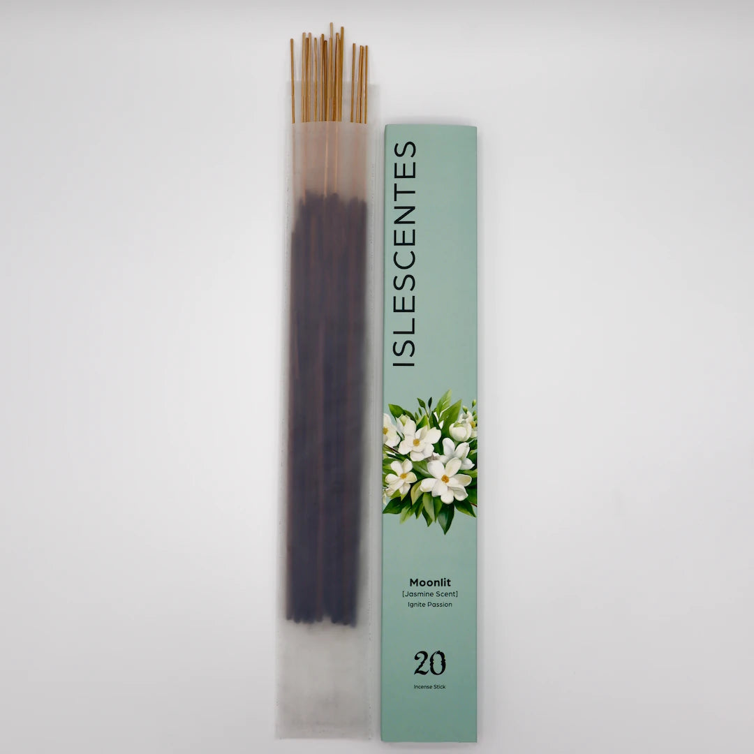 Moonlit Jasmine Incense Stick White Front with Incense Islescentes
