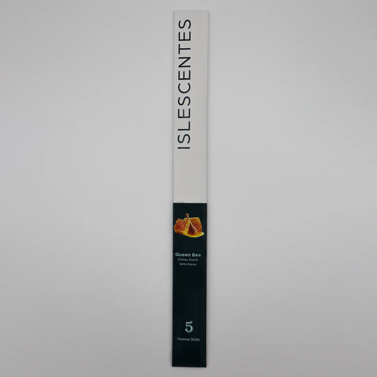ISLESCENTES Queen Bee Honey Incense Stick product packaging on a gray background