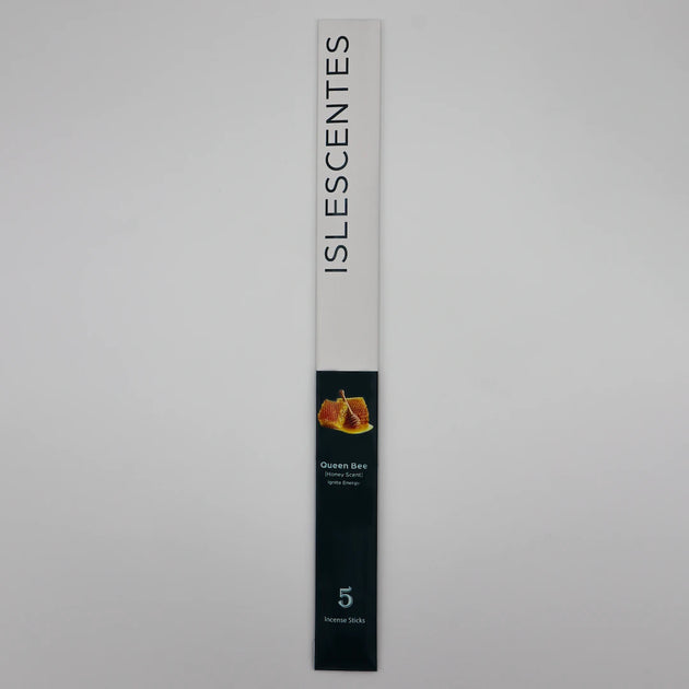 ISLESCENTES Queen Bee Honey Incense Stick product packaging on a gray background