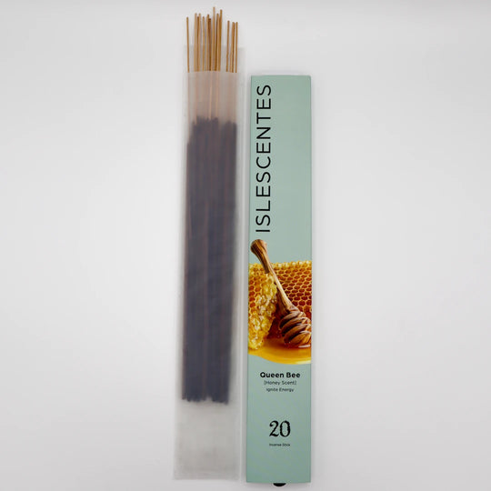 Queen Bee Honey Incense Stick White Front with Incense Islescentes