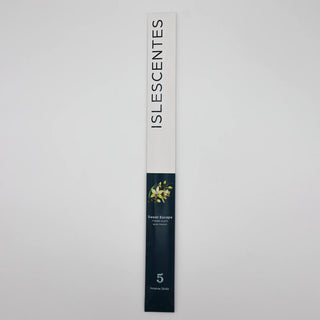 ISLESCENTES Sweet Escape Vanilla Incense Stick product packaging on a light gray background