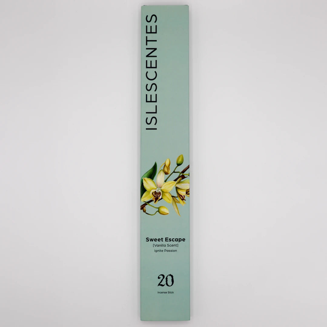 Sweet Escape Vanilla Incense Stick White Front Islescentes