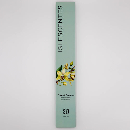 Sweet Escape Vanilla Incense Stick White Front Islescentes