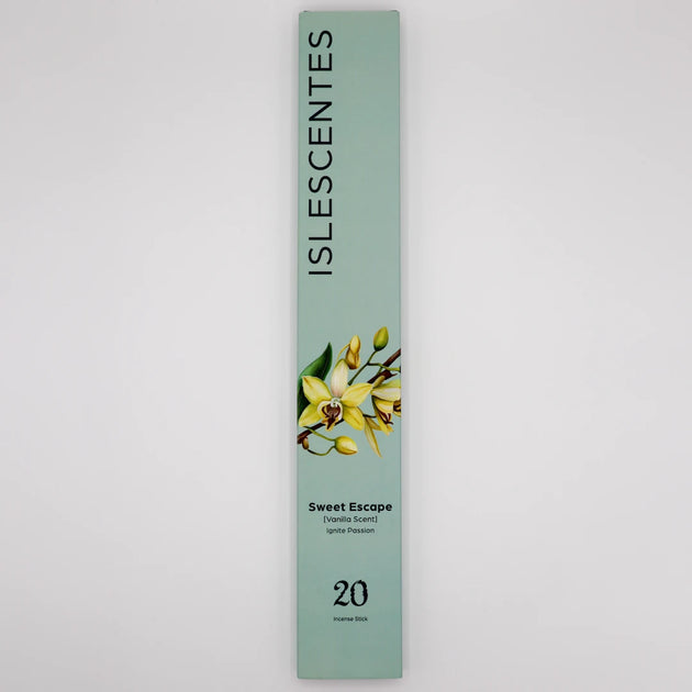 Sweet Escape Vanilla Incense Stick White Front Islescentes