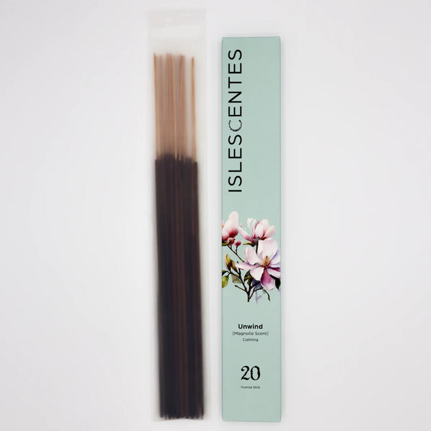 Unwind Magnolia Incense Stick White Front with Incense Islescentes
