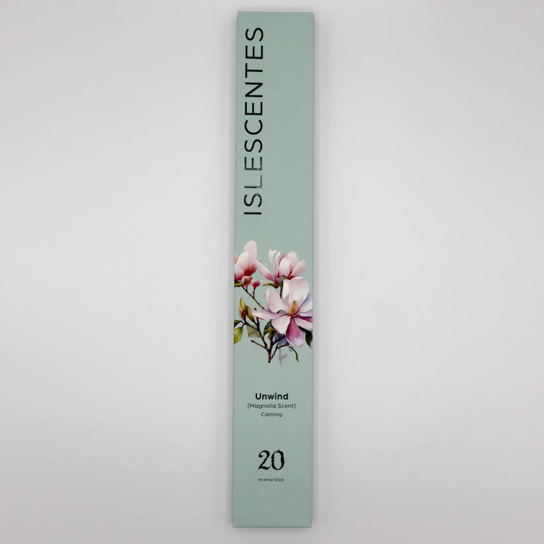  Unwind Magnolia Incense Stick White Front Islescentes