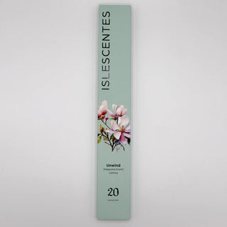  Unwind Magnolia Incense Stick White Front Islescentes