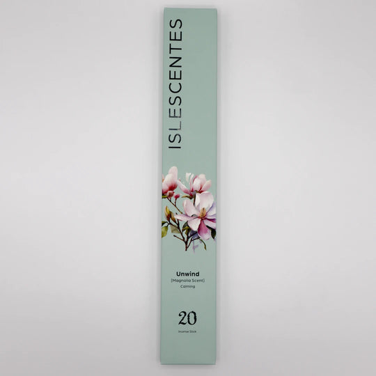  Unwind Magnolia Incense Stick White Front Islescentes