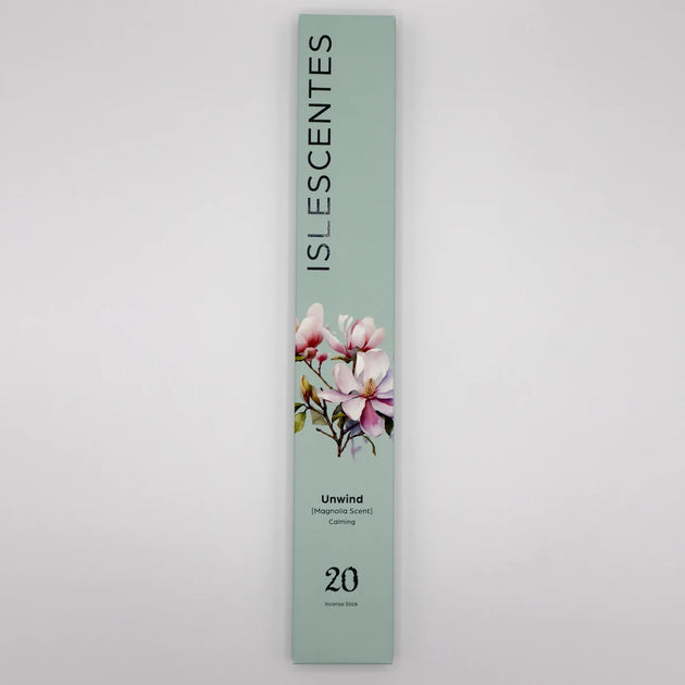  Unwind Magnolia Incense Stick White Front Islescentes