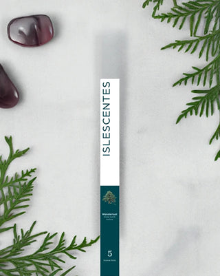 Wanderlust Cedar Starter Pack Front Long-lasting natural incense stick with tropical island fragrance by Islescentes